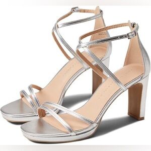 Chinese Laundry Taryn Silver Strappy Dress Heels Size 8.5 NWOB
